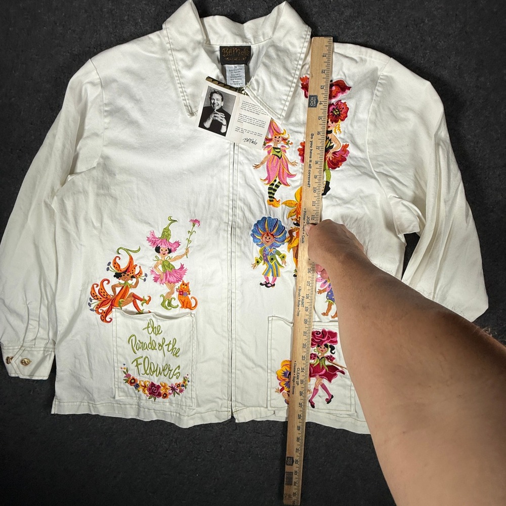 Bob Mackie Wearable Art Parade of the Flowers Fairy Embroidered Zip Jacket 3X - Picture 9 of 13